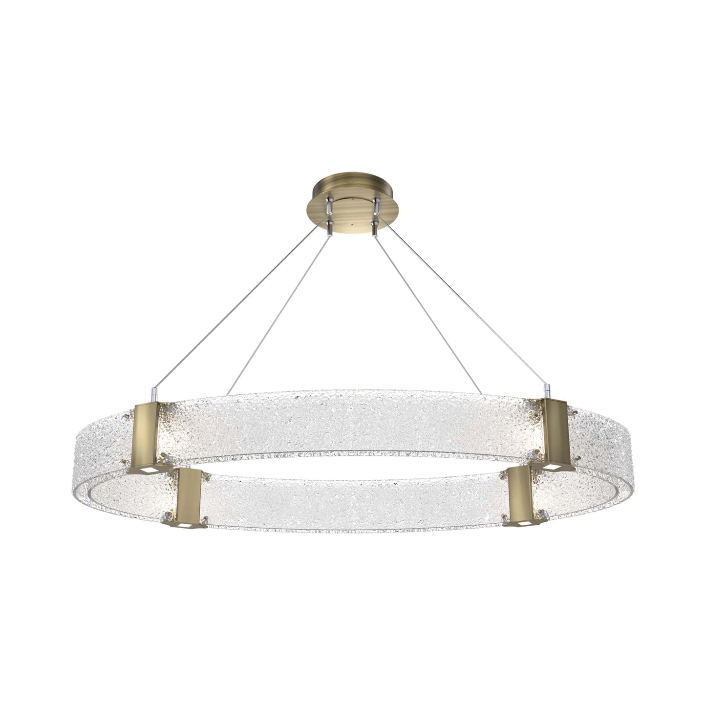 Parallel Oval LED Chandelier in Heritage Brass/Crystal Rimelight Blown Glass.