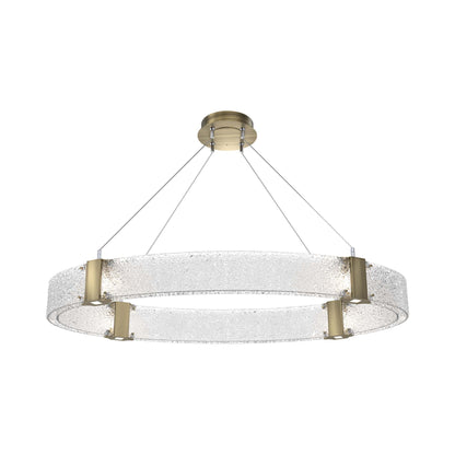 Parallel Oval LED Chandelier in Heritage Brass/Crystal Rimelight Blown Glass.
