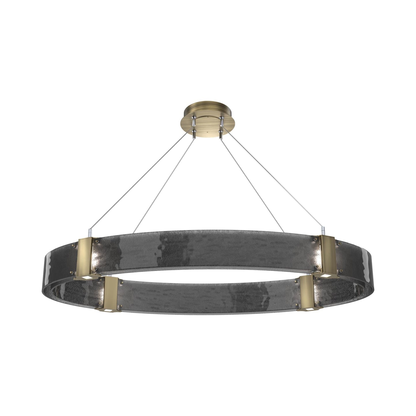 Parallel Oval LED Chandelier in Heritage Brass/Smoke Granite Blown Glass.