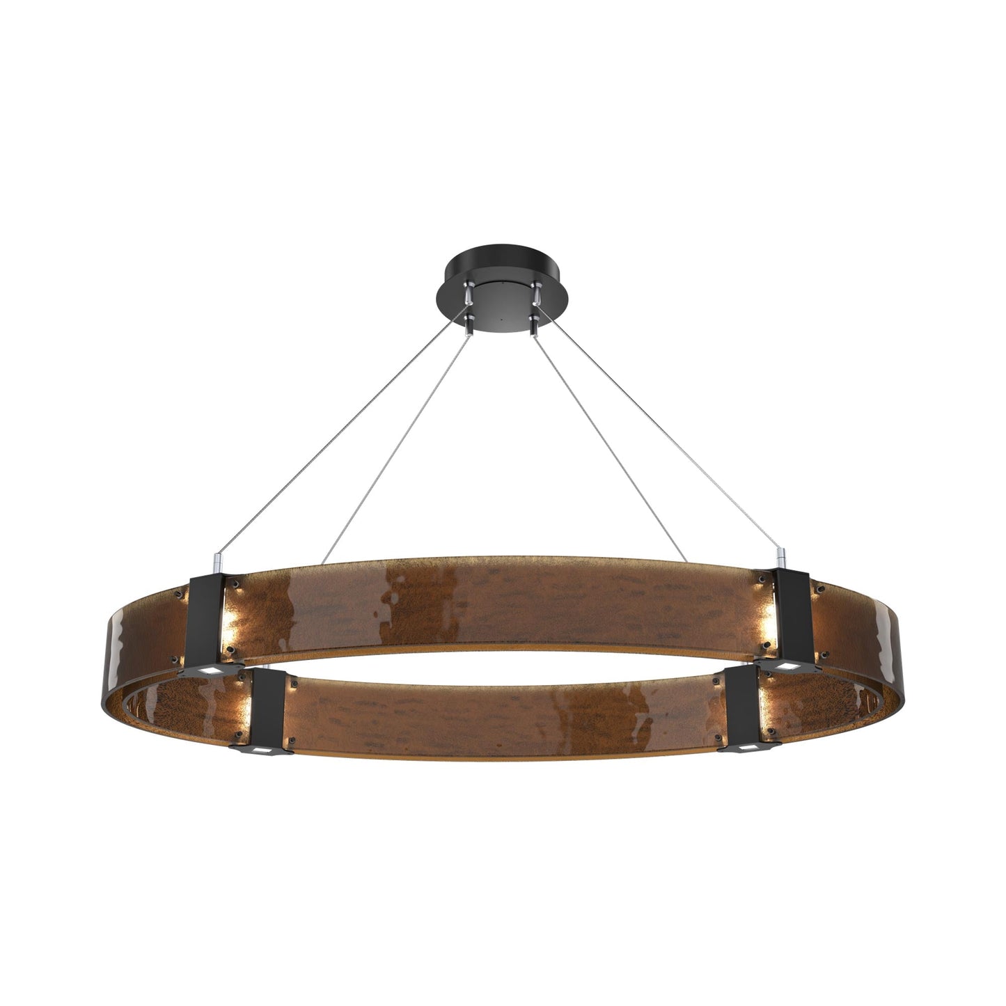 Parallel Oval LED Chandelier in Matte Black/Bronze Granite Blown Glass.