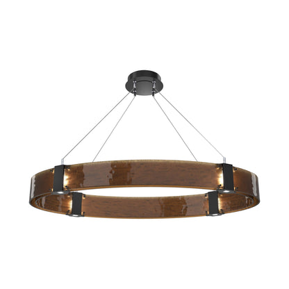 Parallel Oval LED Chandelier in Matte Black/Bronze Granite Blown Glass.