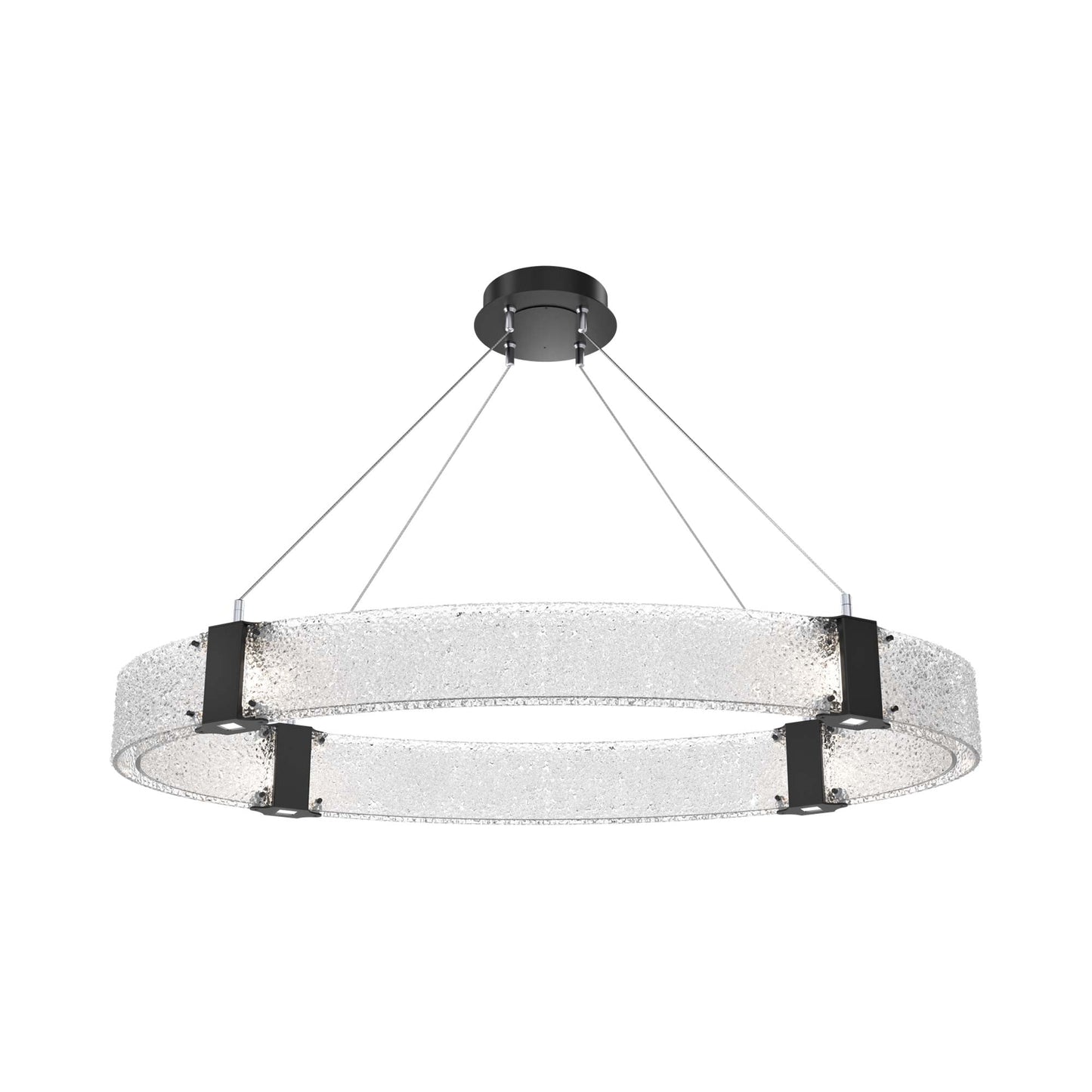 Parallel Oval LED Chandelier in Matte Black/Crystal Rimelight Blown Glass.
