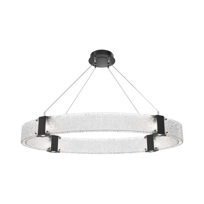 Parallel Oval LED Chandelier in Matte Black/Crystal Rimelight Blown Glass.