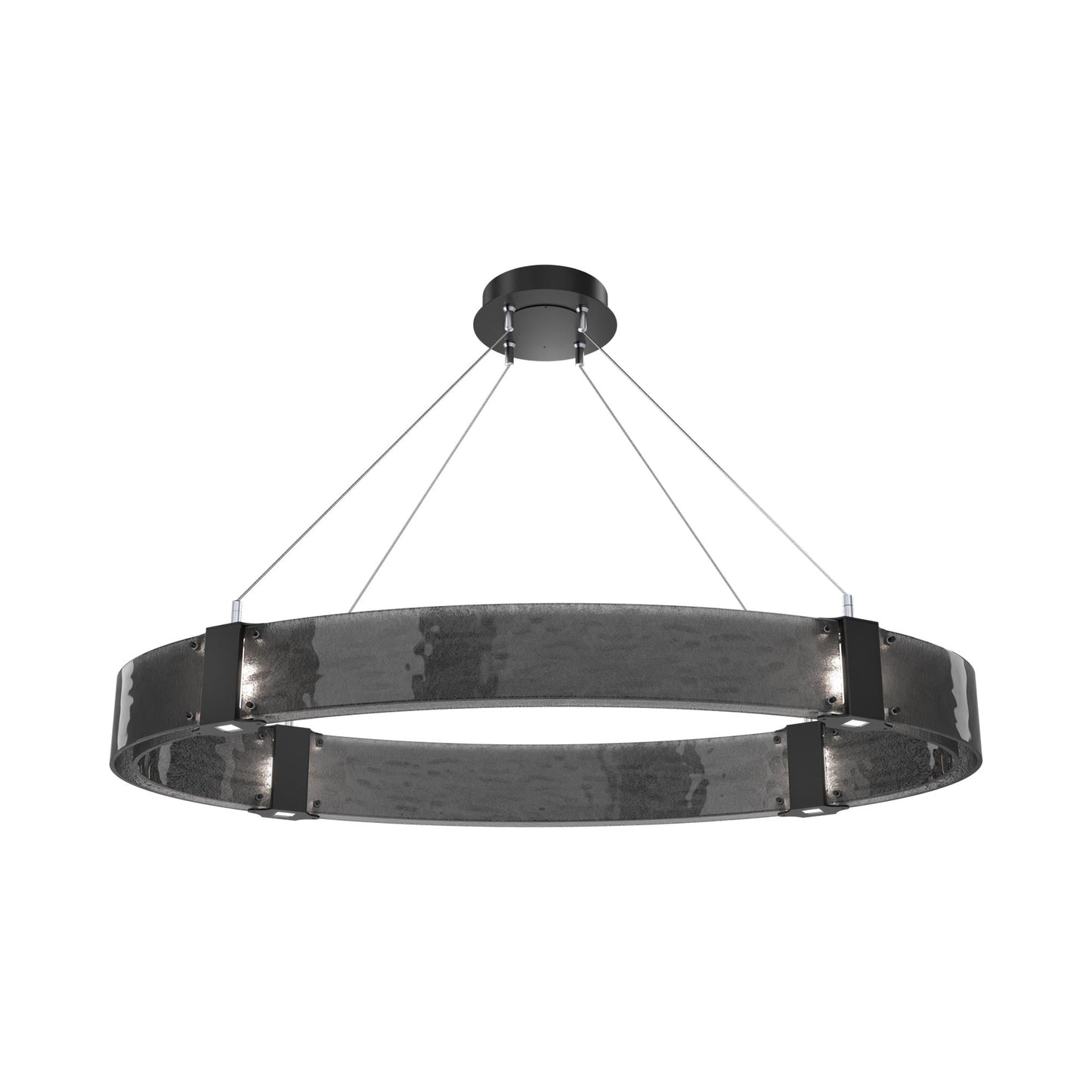 Parallel Oval LED Chandelier in Matte Black/Smoke Granite Blown Glass.