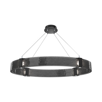 Parallel Oval LED Chandelier in Matte Black/Smoke Granite Blown Glass.