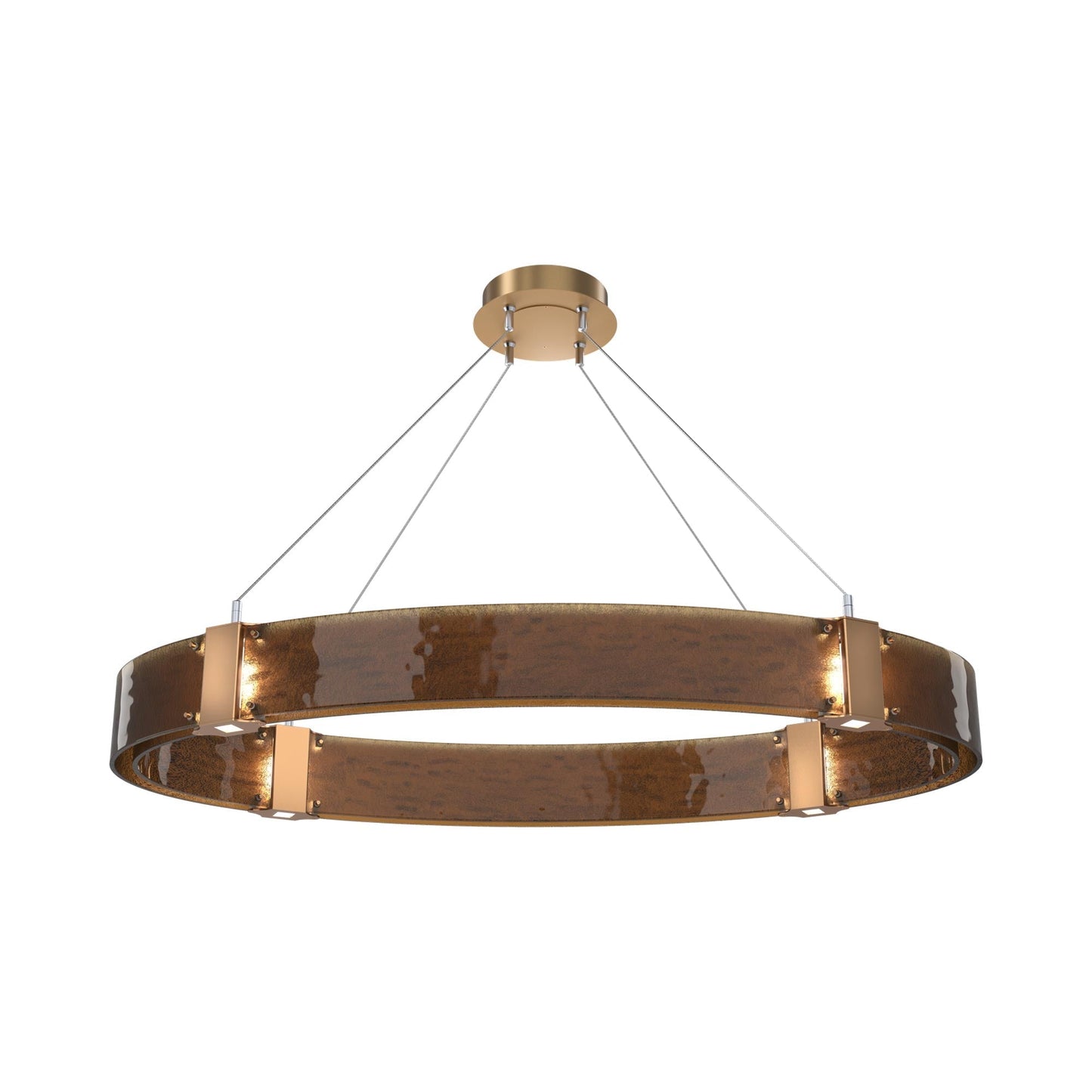 Parallel Oval LED Chandelier in Novel Brass/Bronze Granite Blown Glass.