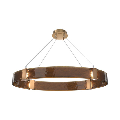 Parallel Oval LED Chandelier in Novel Brass/Bronze Granite Blown Glass.