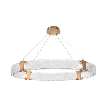 Parallel Oval LED Chandelier in Novel Brass/Crystal Rimelight Blown Glass.