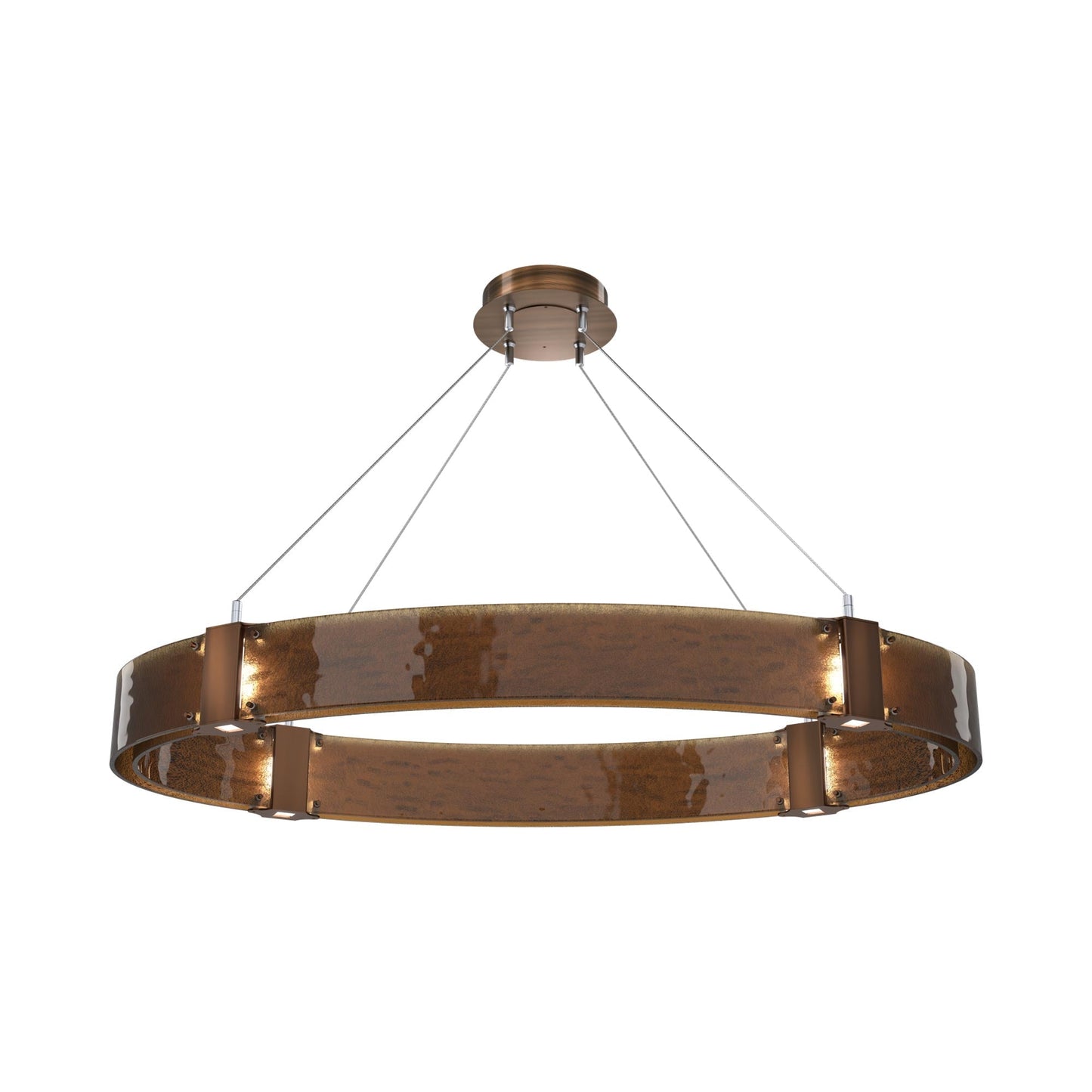 Parallel Oval LED Chandelier in Oil Rubbed Bronze/Bronze Granite Blown Glass.