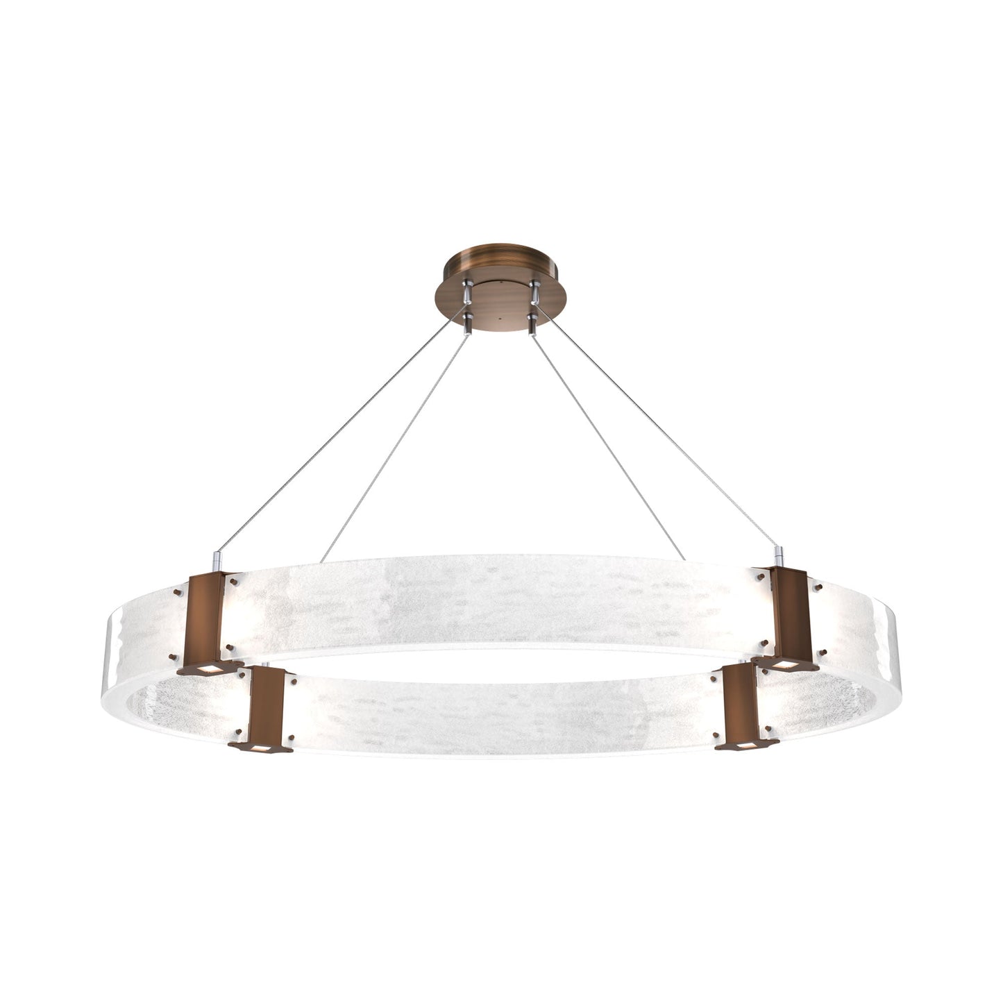 Parallel Oval LED Chandelier in Oil Rubbed Bronze/Clear Granite Blown Glass.