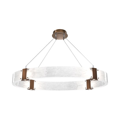 Parallel Oval LED Chandelier in Oil Rubbed Bronze/Clear Granite Blown Glass.