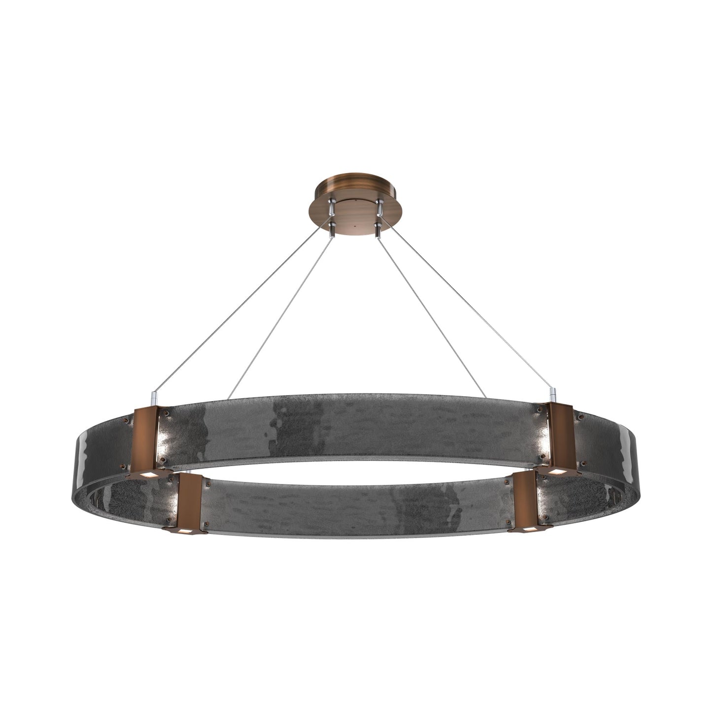 Parallel Oval LED Chandelier in Oil Rubbed Bronze/Smoke Granite Blown Glass.