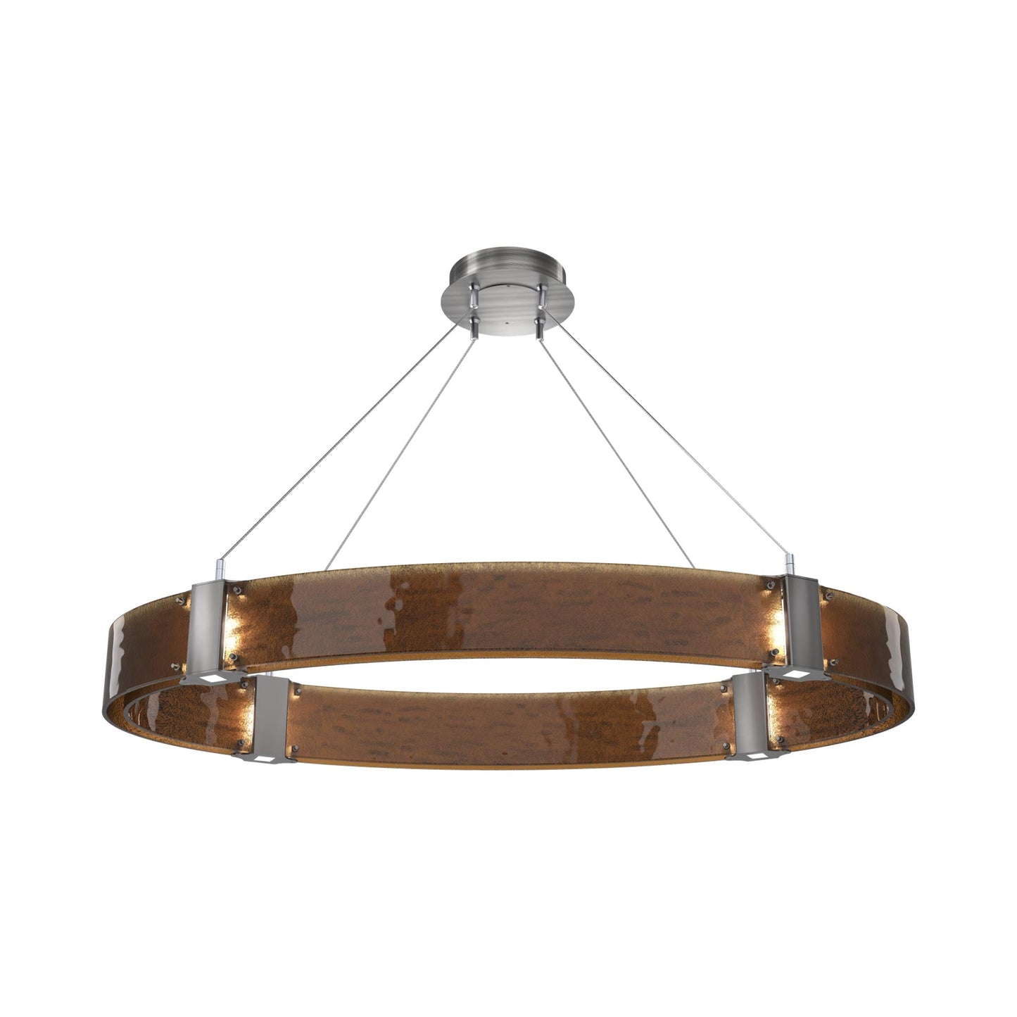 Parallel Oval LED Chandelier in Satin Nickel/Bronze Granite Blown Glass.