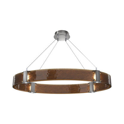 Parallel Oval LED Chandelier in Satin Nickel/Bronze Granite Blown Glass.