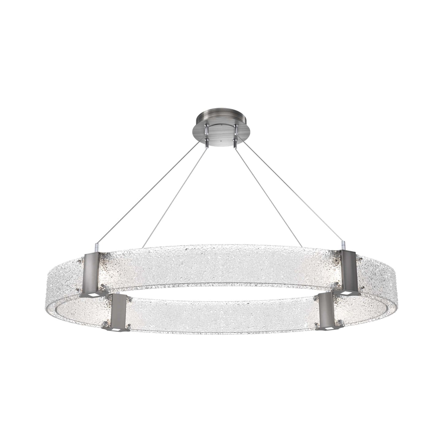Parallel Oval LED Chandelier in Satin Nickel/Crystal Rimelight Blown Glass.