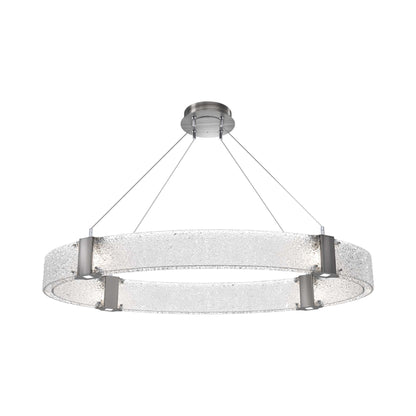 Parallel Oval LED Chandelier in Satin Nickel/Crystal Rimelight Blown Glass.