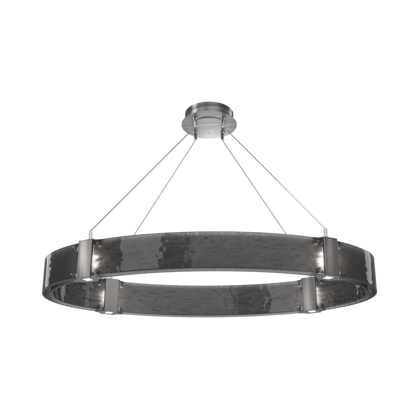 Parallel Oval LED Chandelier in Satin Nickel/Smoke Granite Blown Glass.