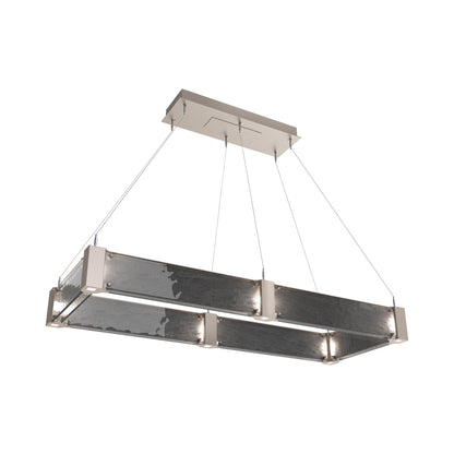 Parallel Rectangular Linear LED Chandelier in Beige Silver/Smoke Granite Blown Glass (48-Inch).