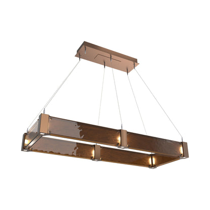 Parallel Rectangular Linear LED Chandelier in Burnished Bronze/Bronze Granite Blown Glass (48-Inch).