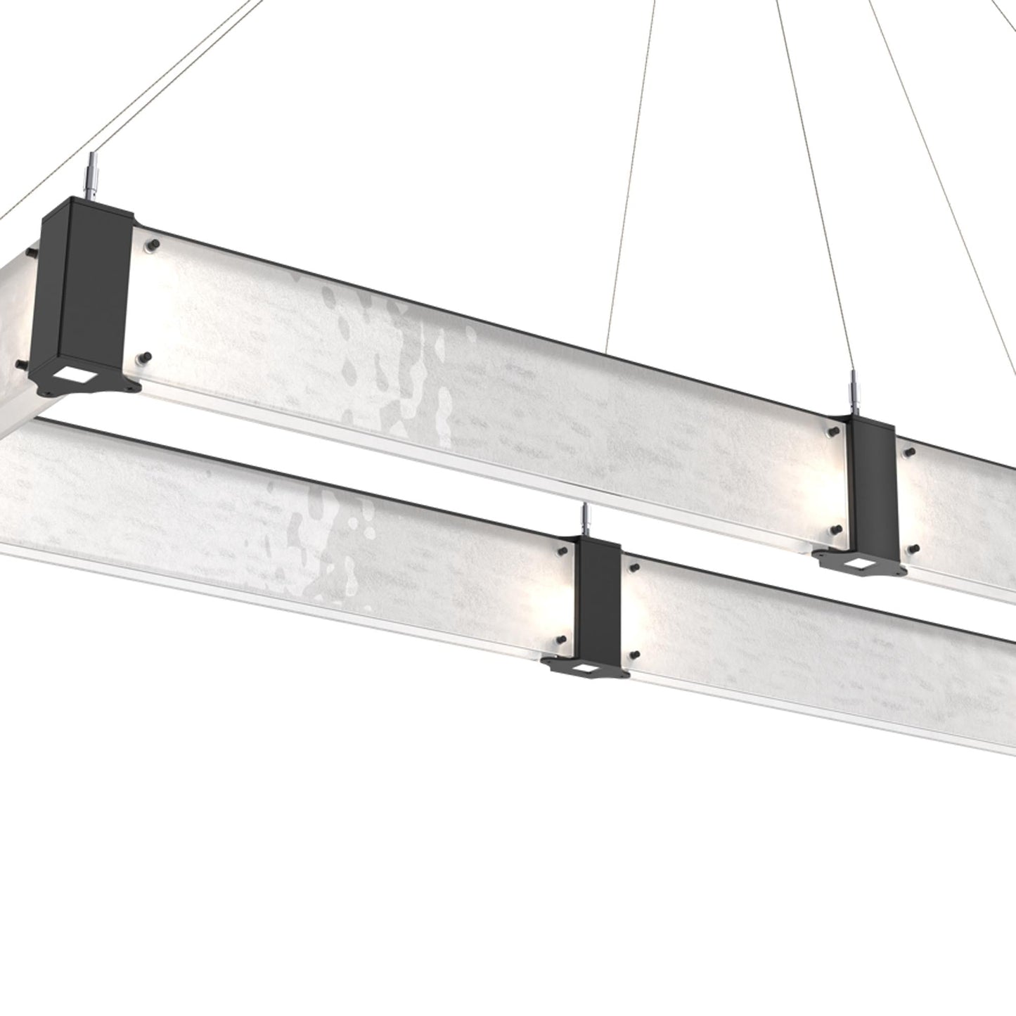 Parallel Rectangular Linear LED Chandelier in Detail.