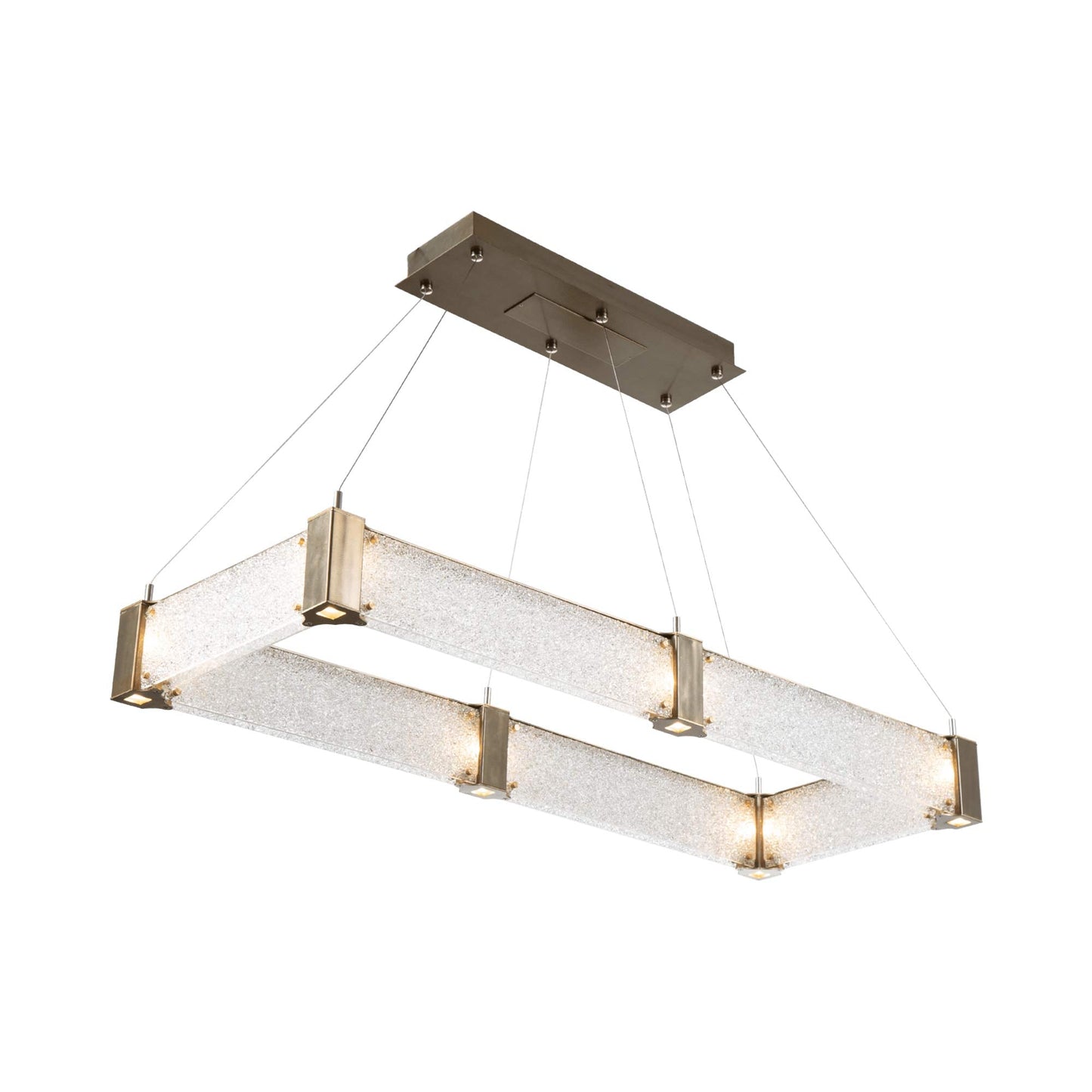 Parallel Rectangular Linear LED Chandelier in Detail.