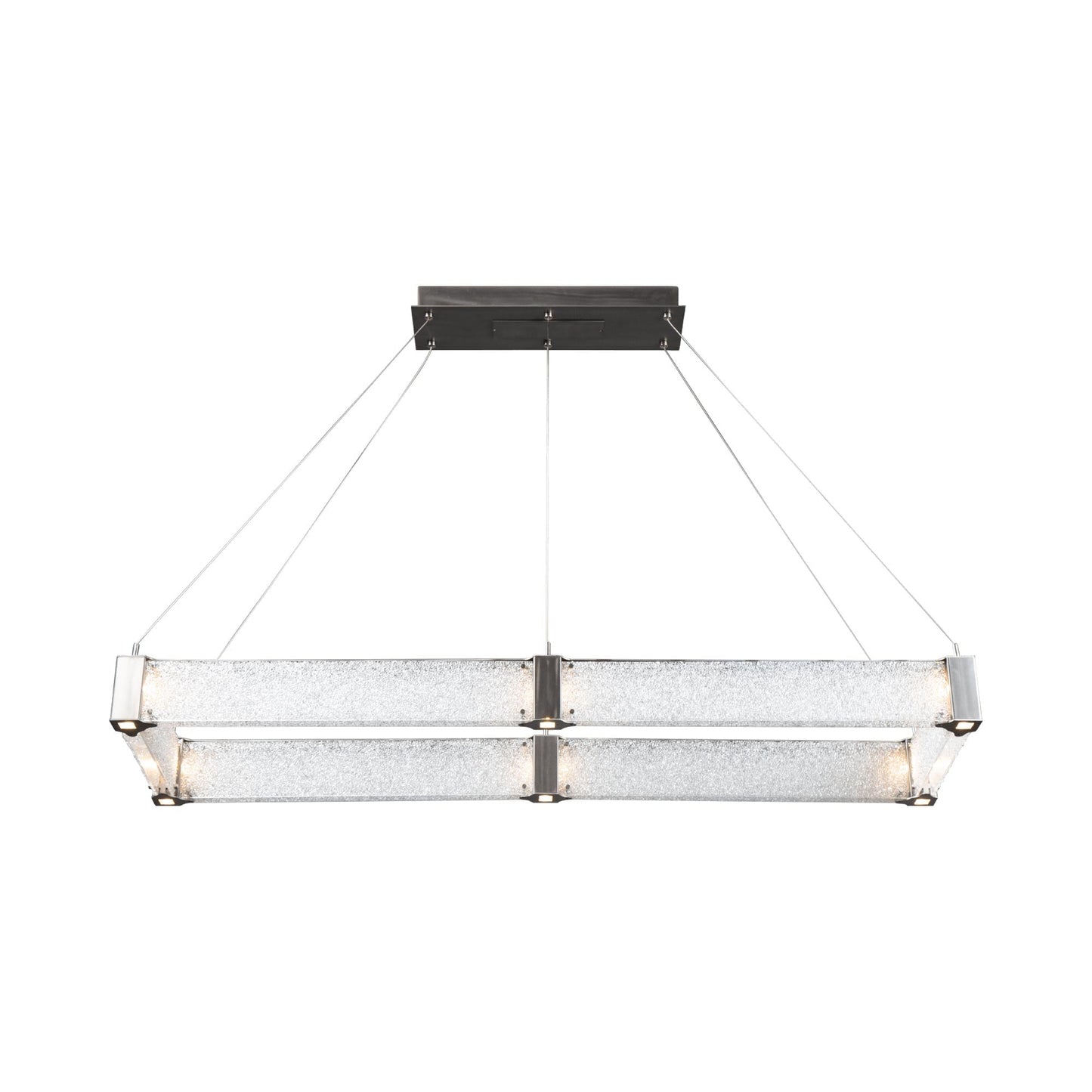 Parallel Rectangular Linear LED Chandelier in Detail.
