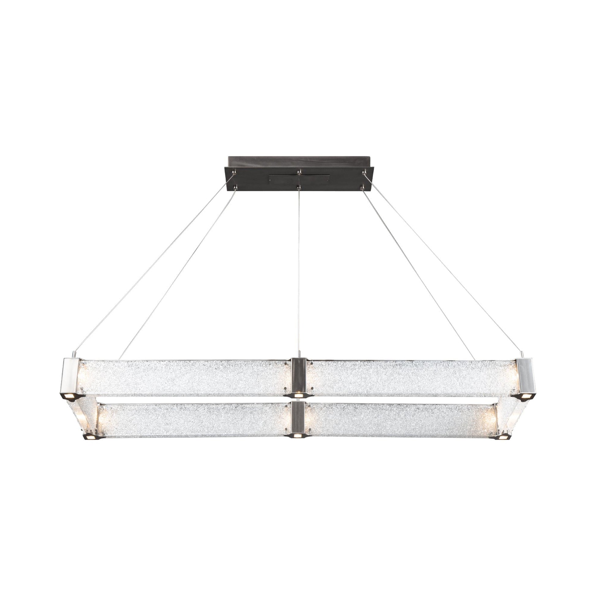 Parallel Rectangular Linear LED Chandelier in Detail.