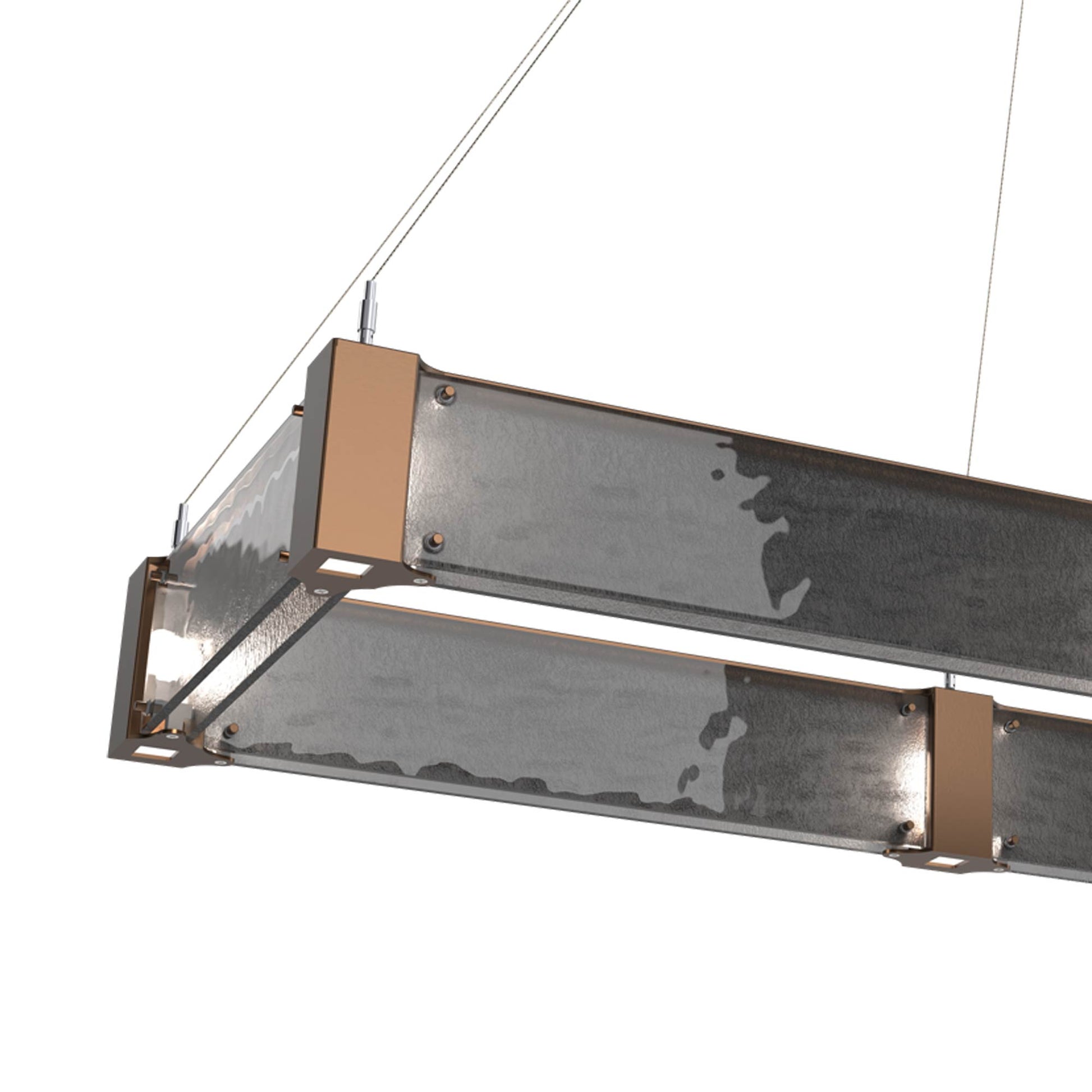 Parallel Rectangular Linear LED Chandelier in Detail.