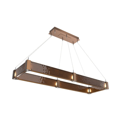 Parallel Rectangular Linear LED Chandelier in Burnished Bronze/Bronze Granite Blown Glass (60-Inch).