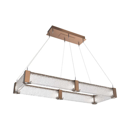 Parallel Rectangular Linear LED Chandelier in Burnished Bronze/Crystal Rimelight Blown Glass (48-Inch).