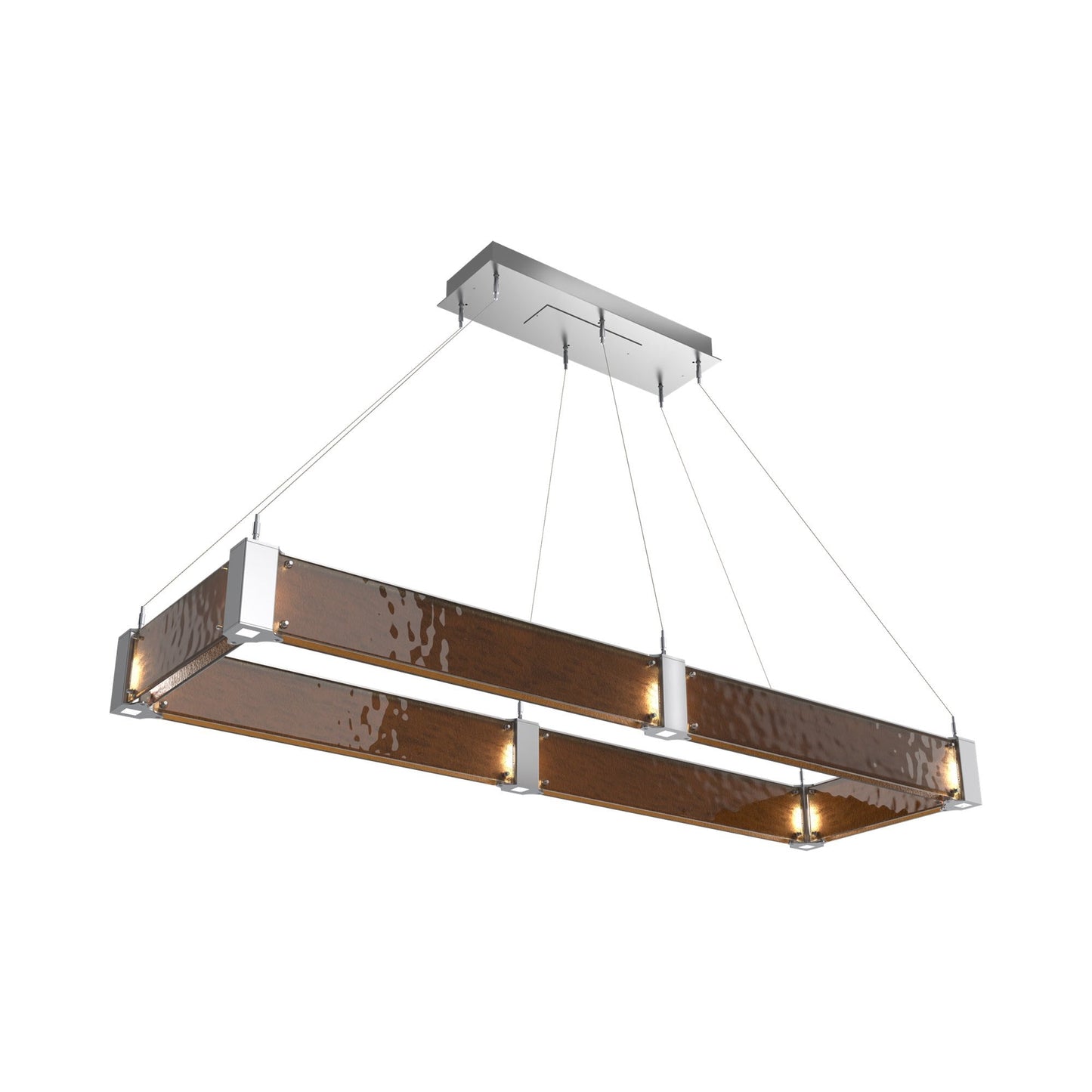 Parallel Rectangular Linear LED Chandelier in Classic Silver/Bronze Granite Blown Glass (60-Inch).