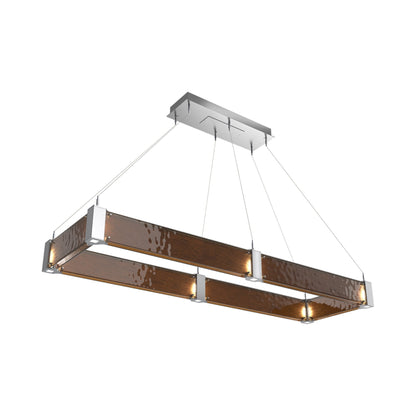 Parallel Rectangular Linear LED Chandelier in Classic Silver/Bronze Granite Blown Glass (60-Inch).
