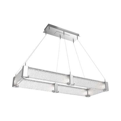 Parallel Rectangular Linear LED Chandelier in Classic Silver/Crystal Rimelight Blown Glass (48-Inch).