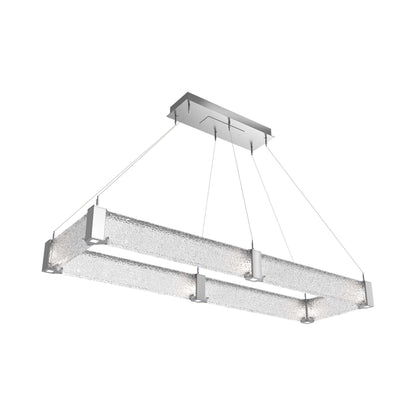 Parallel Rectangular Linear LED Chandelier in Classic Silver/Crystal Rimelight Blown Glass (60-Inch).