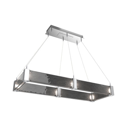 Parallel Rectangular Linear LED Chandelier in Classic Silver/Smoke Granite Blown Glass (48-Inch).