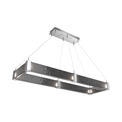 Parallel Rectangular Linear LED Chandelier in Classic Silver/Smoke Granite Blown Glass (60-Inch).