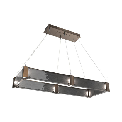 Parallel Rectangular Linear LED Chandelier in Flat Bronze/Smoke Granite Blown Glass (48-Inch).