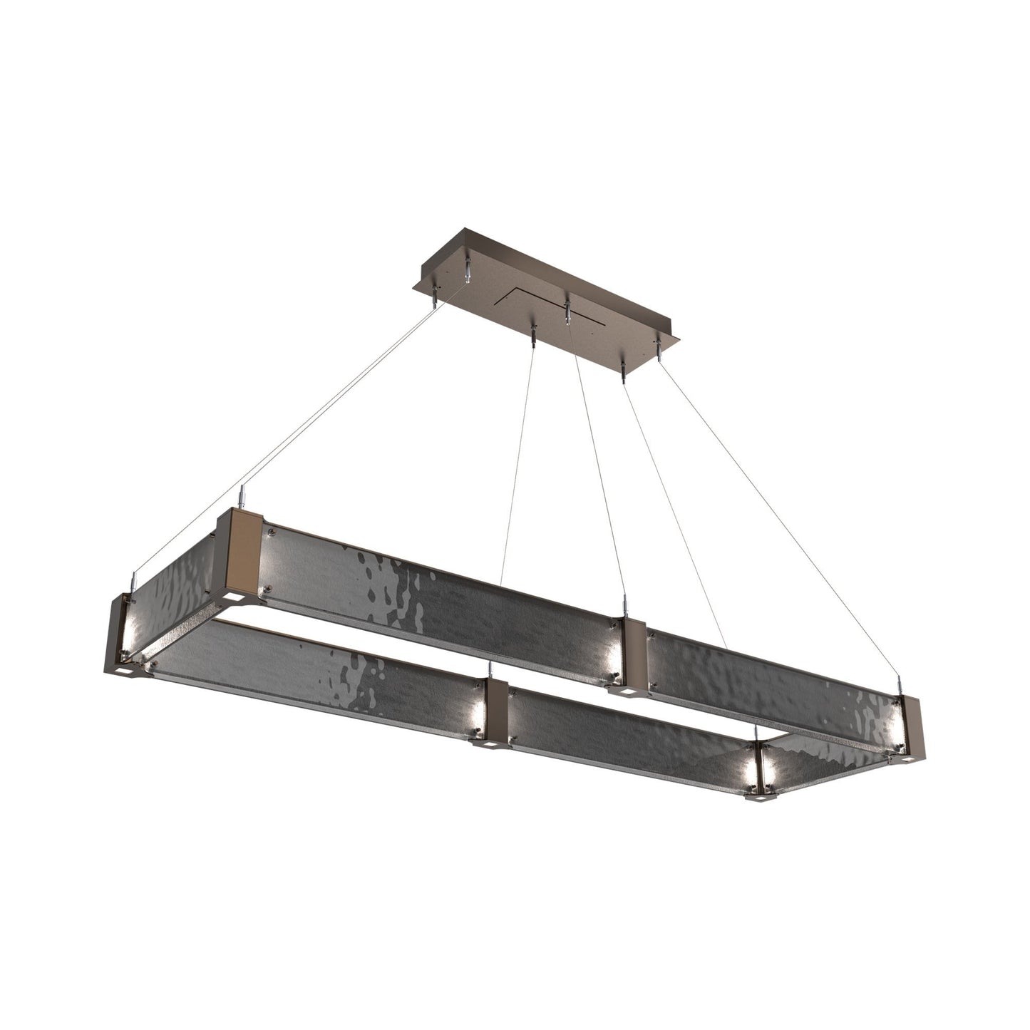 Parallel Rectangular Linear LED Chandelier in Flat Bronze/Smoke Granite Blown Glass (60-Inch).
