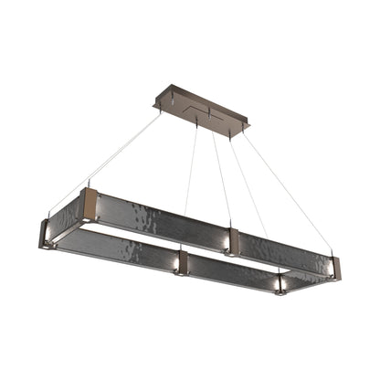 Parallel Rectangular Linear LED Chandelier in Flat Bronze/Smoke Granite Blown Glass (60-Inch).