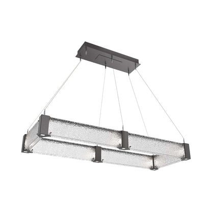 Parallel Rectangular Linear LED Chandelier in Graphite/Crystal Rimelight Blown Glass (48-Inch).
