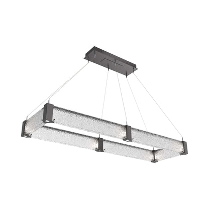 Parallel Rectangular Linear LED Chandelier in Graphite/Crystal Rimelight Blown Glass (60-Inch).