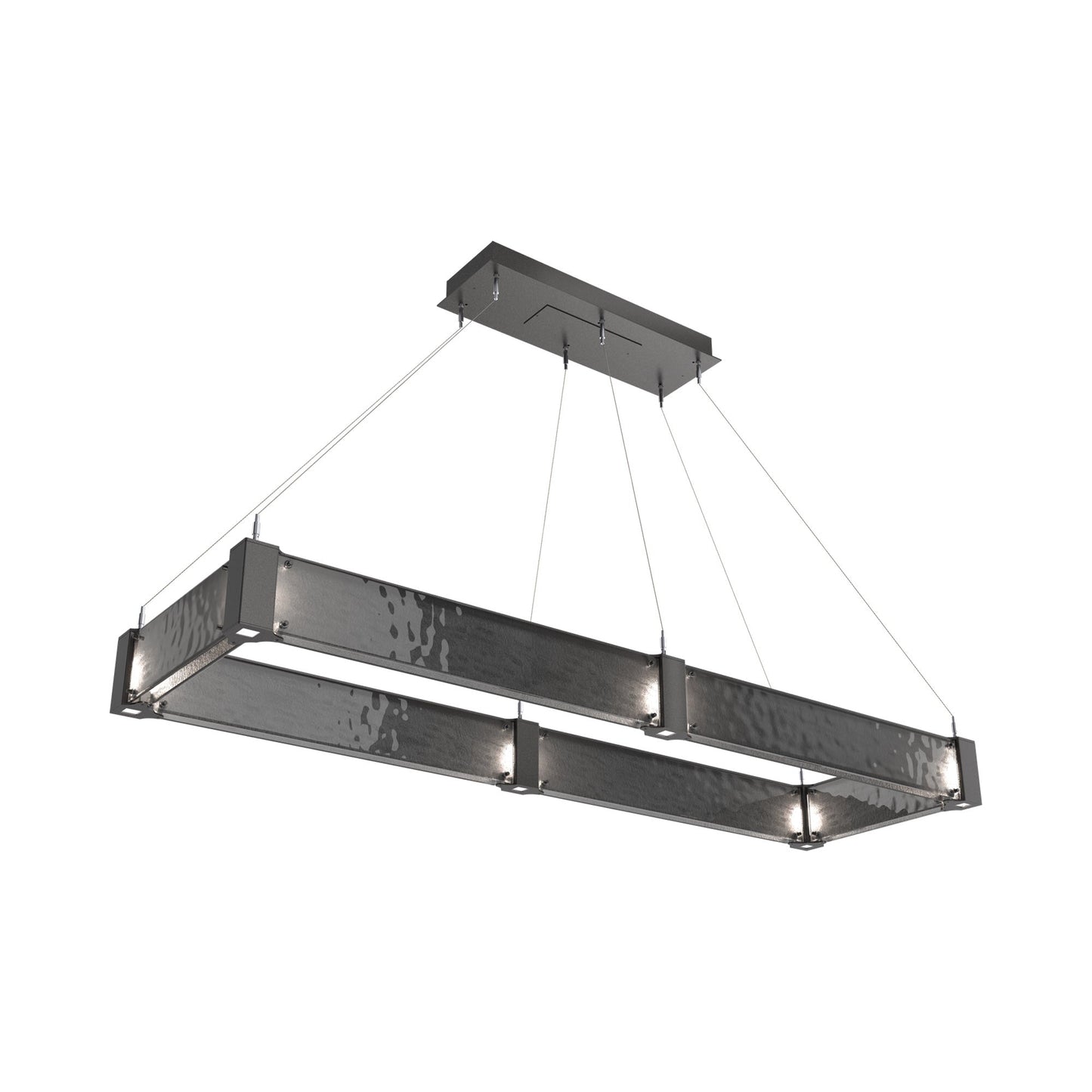 Parallel Rectangular Linear LED Chandelier in Graphite/Smoke Granite Blown Glass (60-Inch).