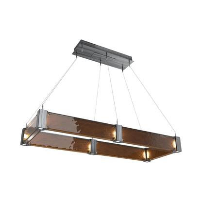 Parallel Rectangular Linear LED Chandelier in Gunmetal/Bronze Granite Blown Glass (48-Inch).