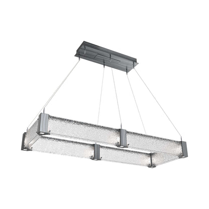 Parallel Rectangular Linear LED Chandelier in Gunmetal/Crystal Rimelight Blown Glass (48-Inch).
