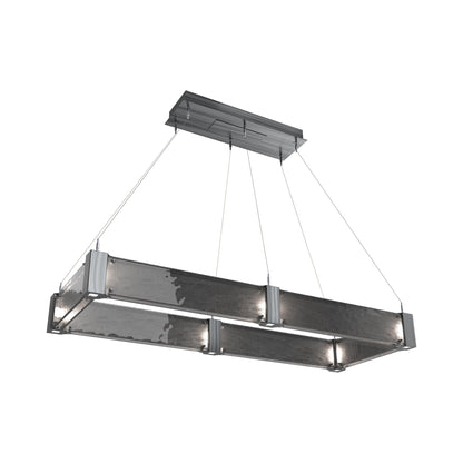 Parallel Rectangular Linear LED Chandelier in Gunmetal/Smoke Granite Blown Glass (48-Inch).