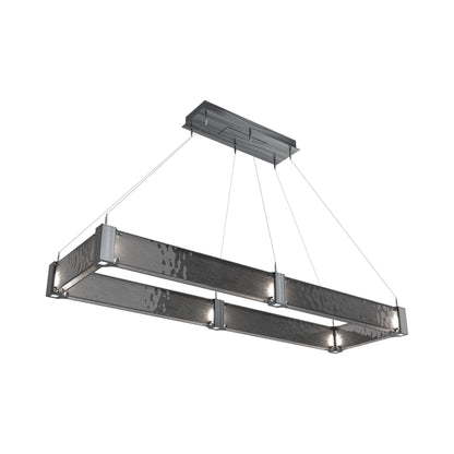 Parallel Rectangular Linear LED Chandelier in Gunmetal/Smoke Granite Blown Glass (60-Inch).
