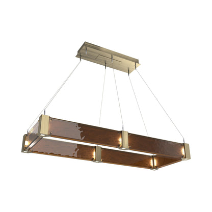 Parallel Rectangular Linear LED Chandelier in Heritage Brass/Bronze Granite Blown Glass (48-Inch).