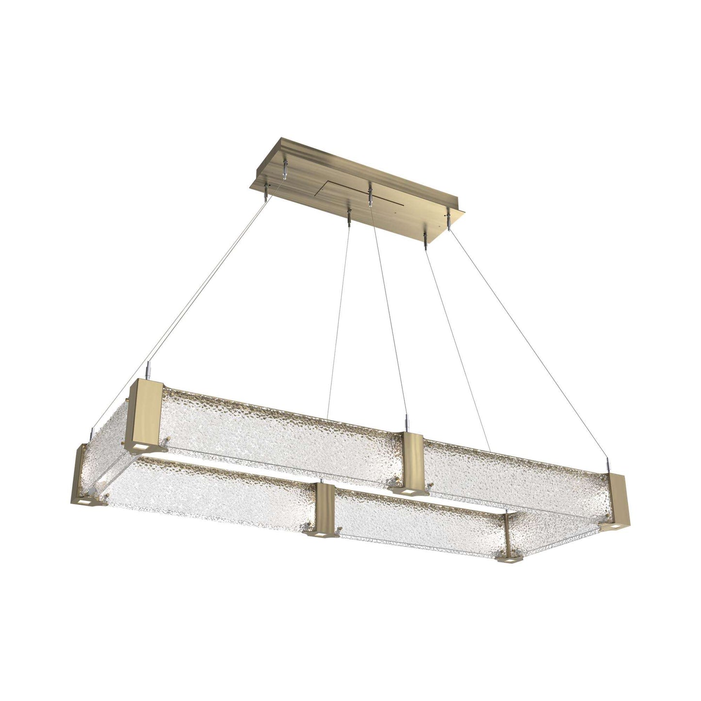Parallel Rectangular Linear LED Chandelier in Heritage Brass/Crystal Rimelight Blown Glass (48-Inch).