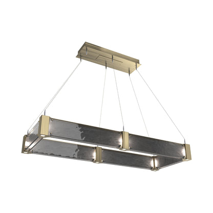 Parallel Rectangular Linear LED Chandelier in Heritage Brass/Smoke Granite Blown Glass (48-Inch).