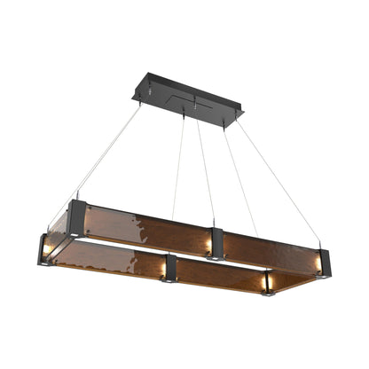 Parallel Rectangular Linear LED Chandelier in Matte Black/Bronze Granite Blown Glass (48-Inch).